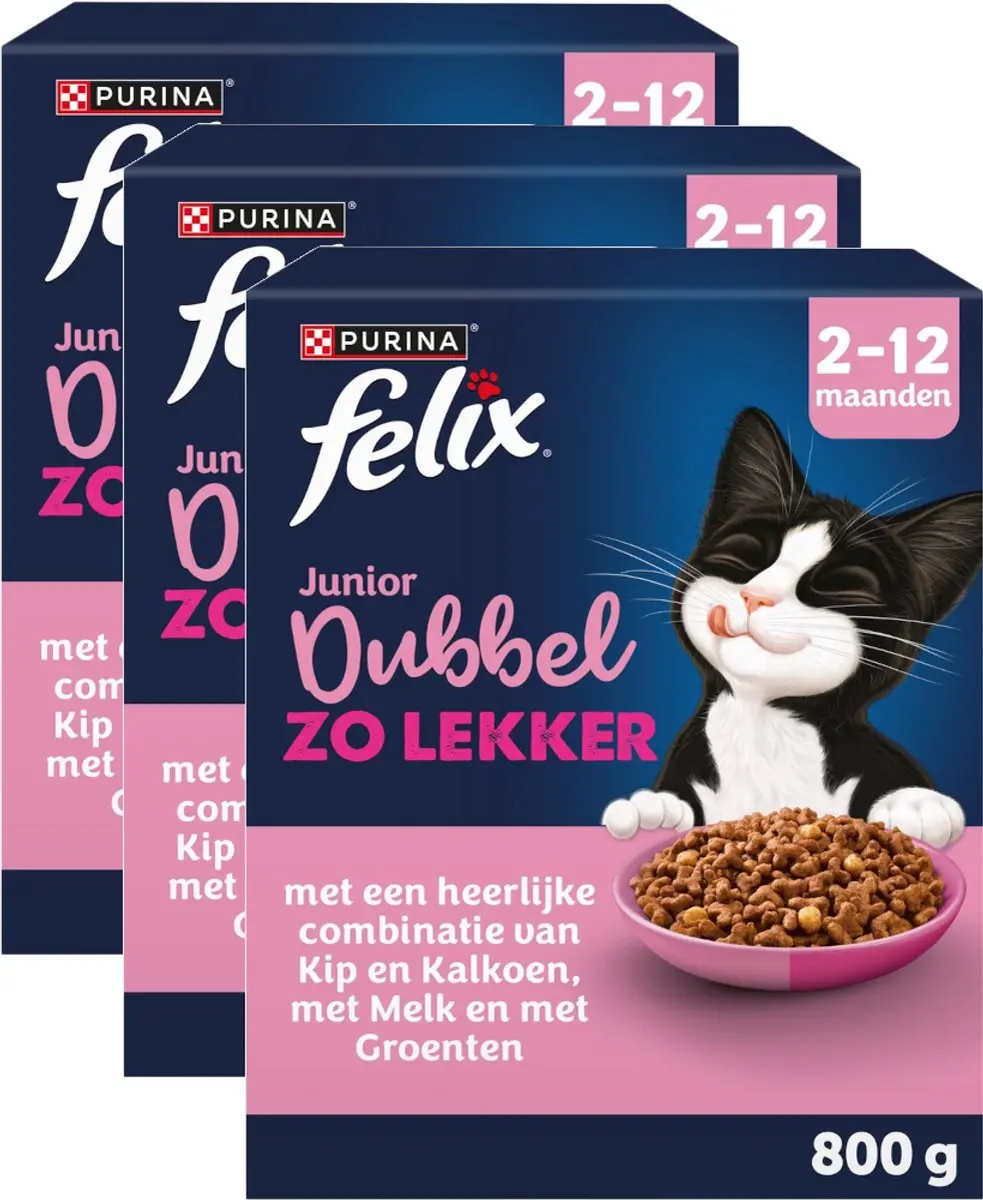 Felix Dubbel Zo Lekker Junior Kip & Kalkoen Droogvoer