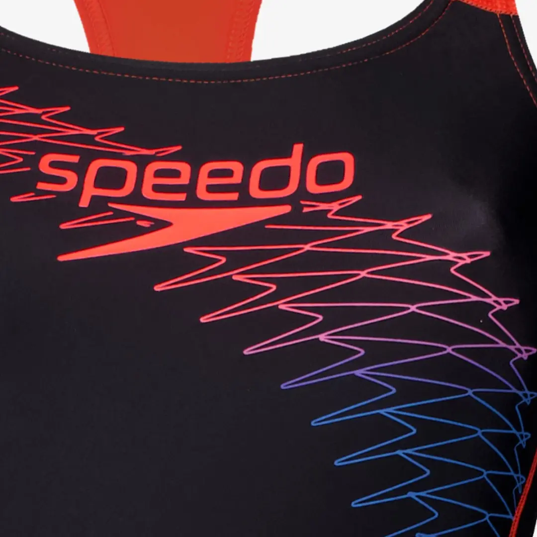 Speedo Medley Logo 1 Piece Dames Sportbadpak - Zwart/Oranje