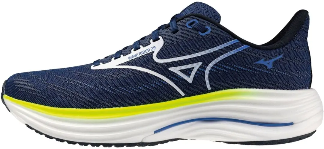 Mizuno Wave Rider 29 Heren Hardloopschoenen 42.5 - Donkerblauw/Wit/Geel