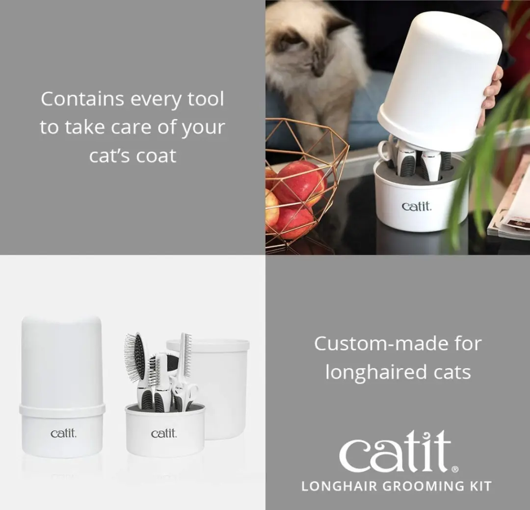 Catit CA Verzorgingsset Langhaar - 5 Borstels - Wit