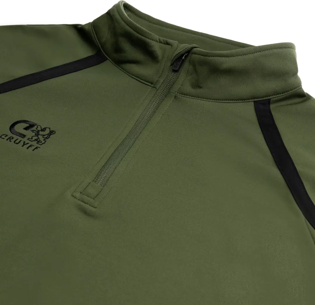 Cruyff Turn Tech Half Zip Trainingssweater Junior 164 - Olijfgroen/Zwart
