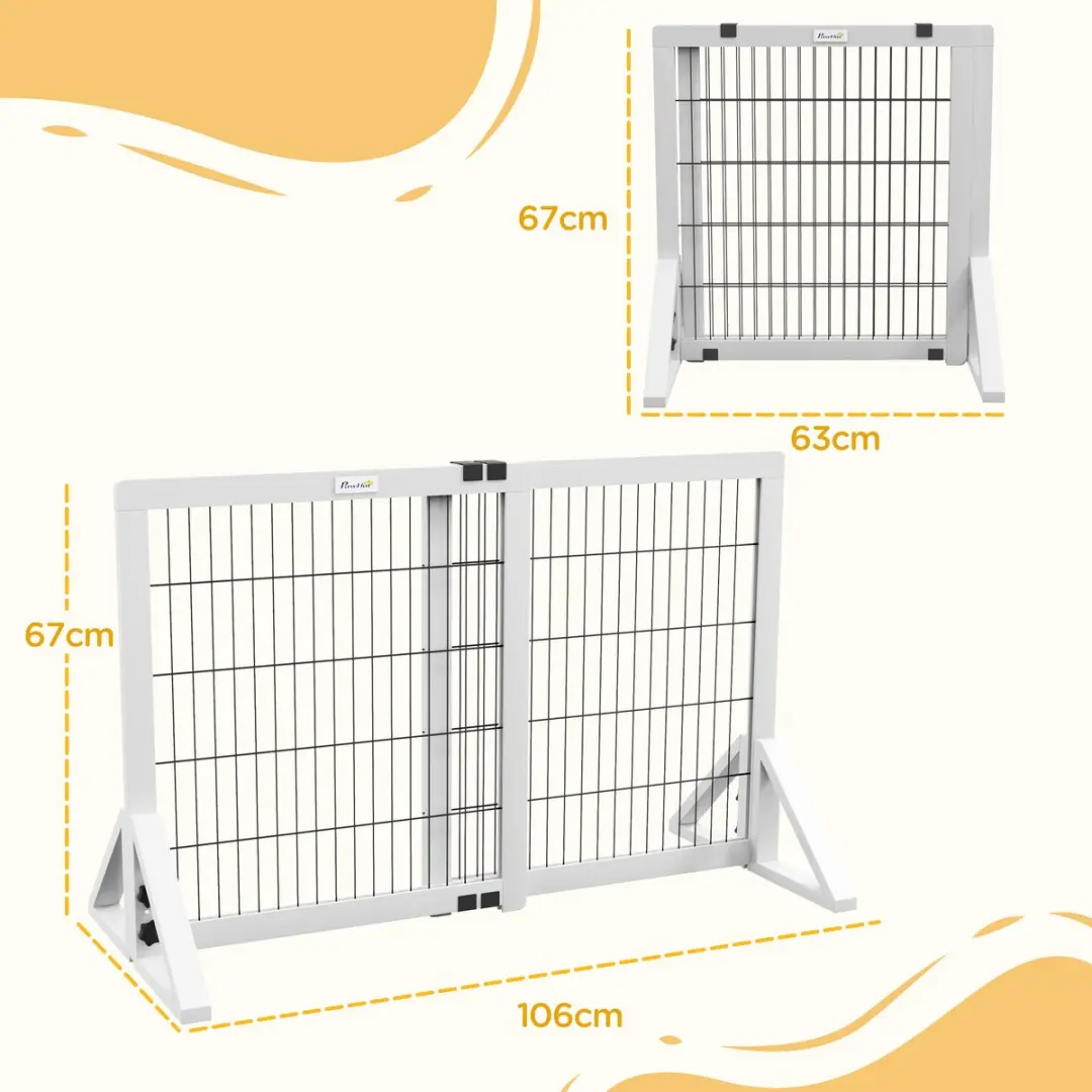 Pawhut Huisdierhekje 106x44x67cm - Grenenhout - Wit - afbeelding 6 van 6