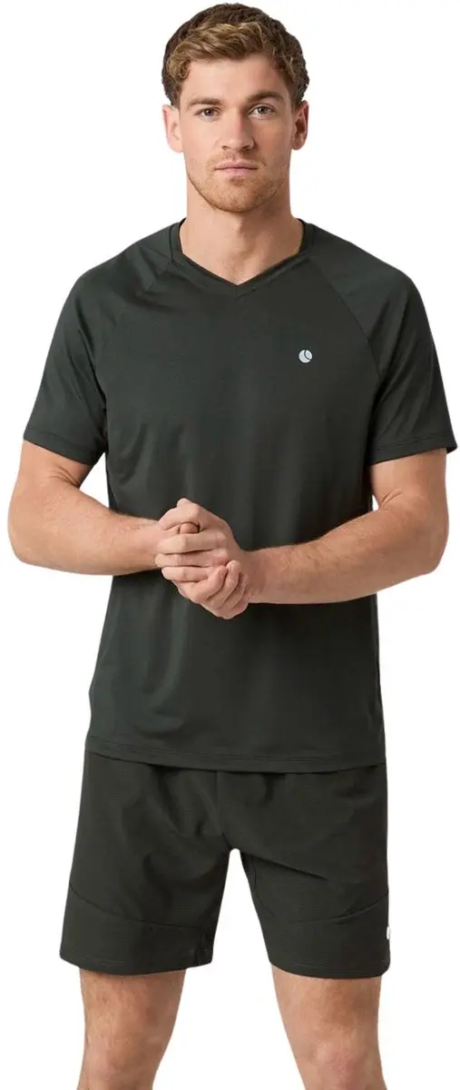 Björn Borg Ace V-hals Shirt Heren - L - Donkergrijs/Wit