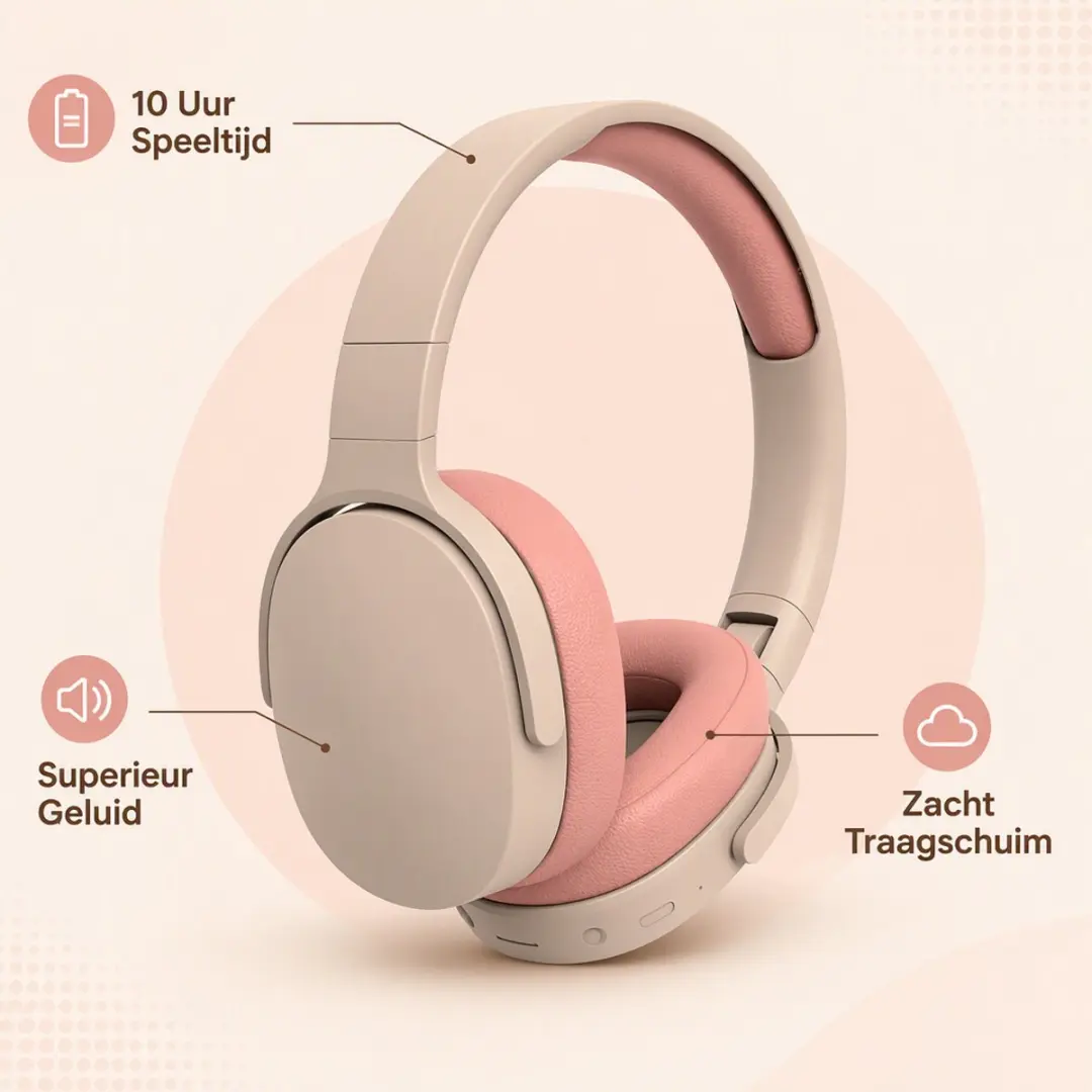 ECTEATOY Draadloze Over-Ear Gaming Headset 562615154 - Roze - afbeelding 2 van 6