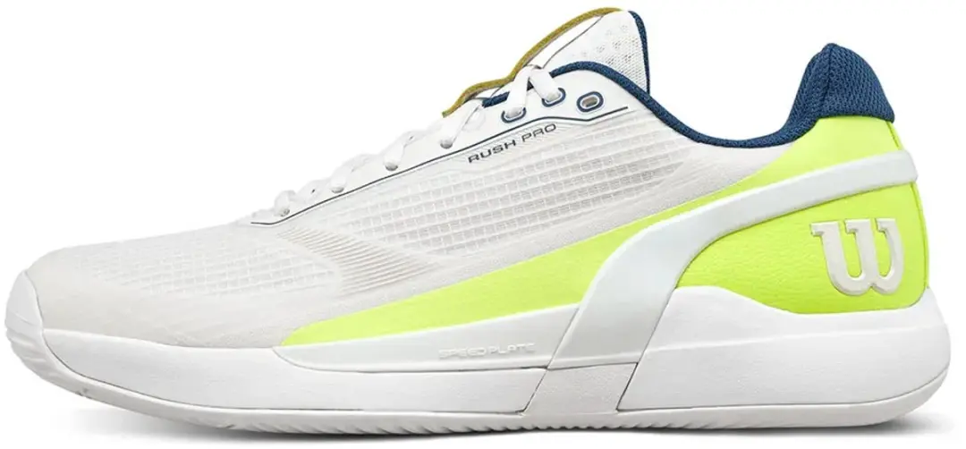 Wilson Rush Pro 5 Padel Schoenen 43 1/3 - Snow White/Safety Yellow
