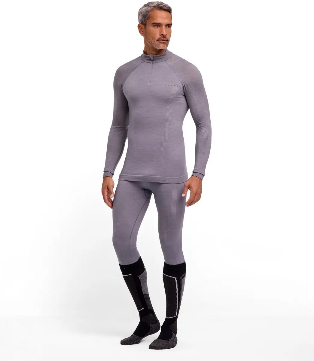 Falke Wool-Tech Zip Neck Shirt - L - Grijs