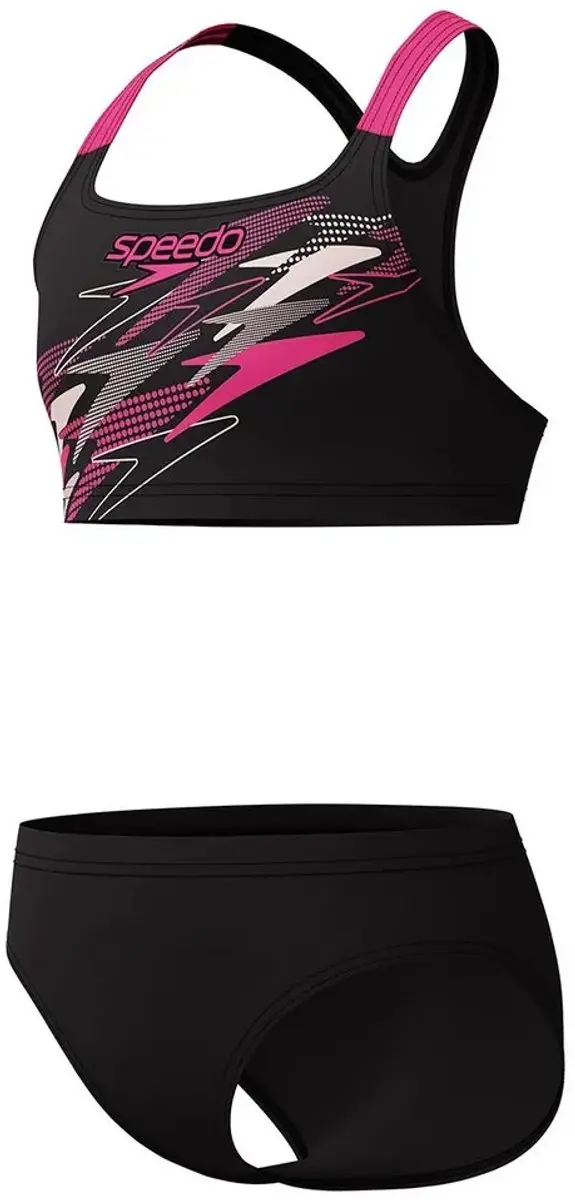 Speedo Medley Logo Racerback Sportbadpak Meisjes - 152 - Zwart/Roze