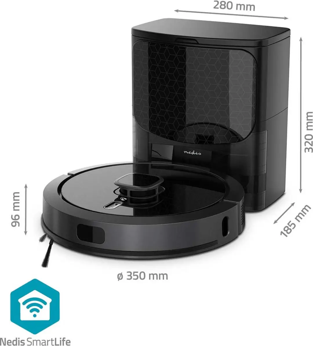 Nedis SmartLife WIFIVCL002CBK Robotstofzuiger - Laser Mapping - 240min - Zwart