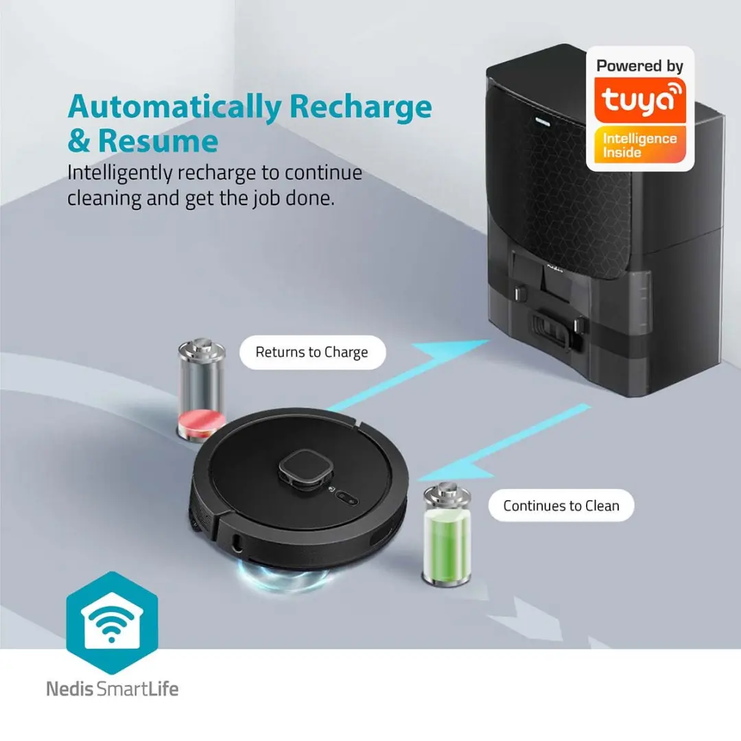 Nedis SmartLife WIFIVCL002CBK Robotstofzuiger - Laser Mapping - 240min - Zwart