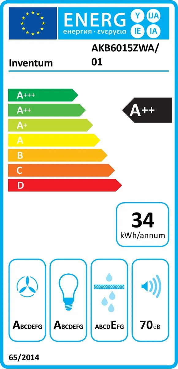 Inventum AKB6015ZWA Platte Wandschouw Afzuigkap 60cm - 700m³/h - Zwart