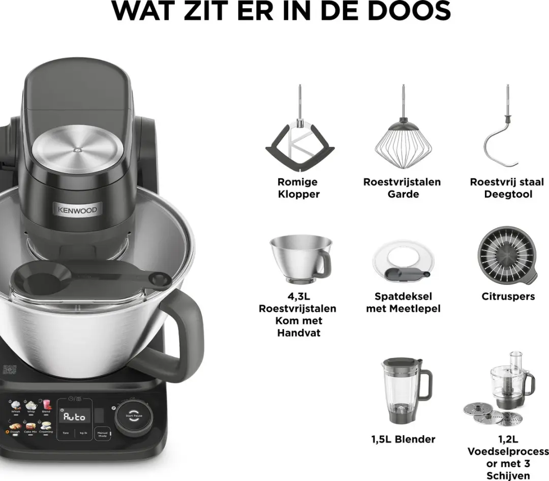 Kenwood KHC40.050BK Smart Touch Keukenmachine 1000W - Zwart - afbeelding 2 van 6