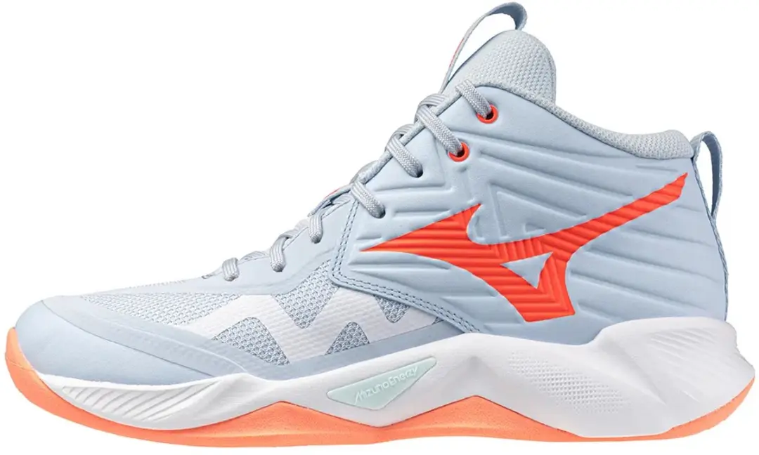 Mizuno Wave Momentum Pro Mid Indoorschoenen 40.5 - Blauwvink/Lava-oranje/Flamingo-koraal