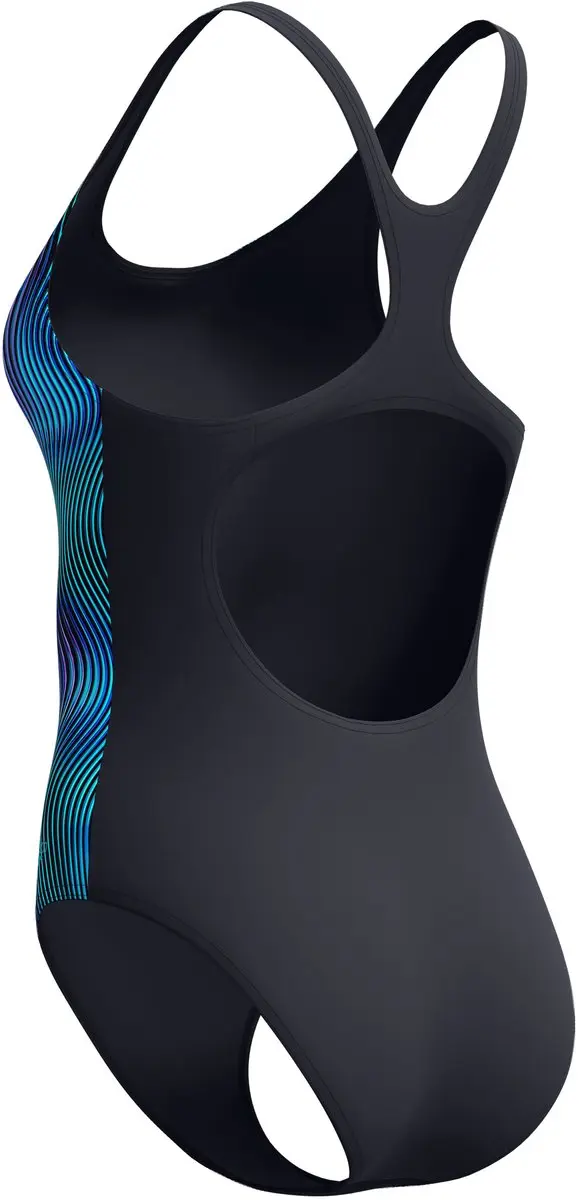 Speedo Printed Medalist Badpak Dames 40 - Zwart/Blauw