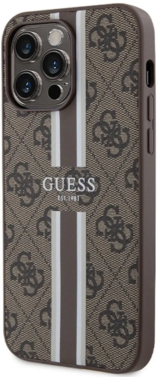 GUESS 4G Printed Stripe Back Case - iPhone 15 Pro Max - Bruin