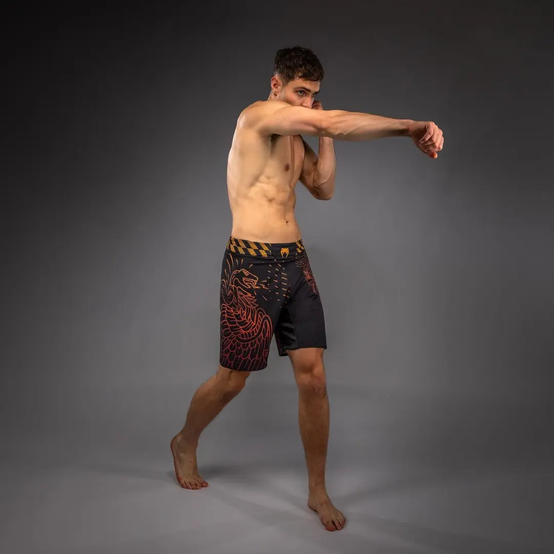 Venum Quetzal Fury Fightshorts - XL - Zwart/Fury Rood/Mandarijn