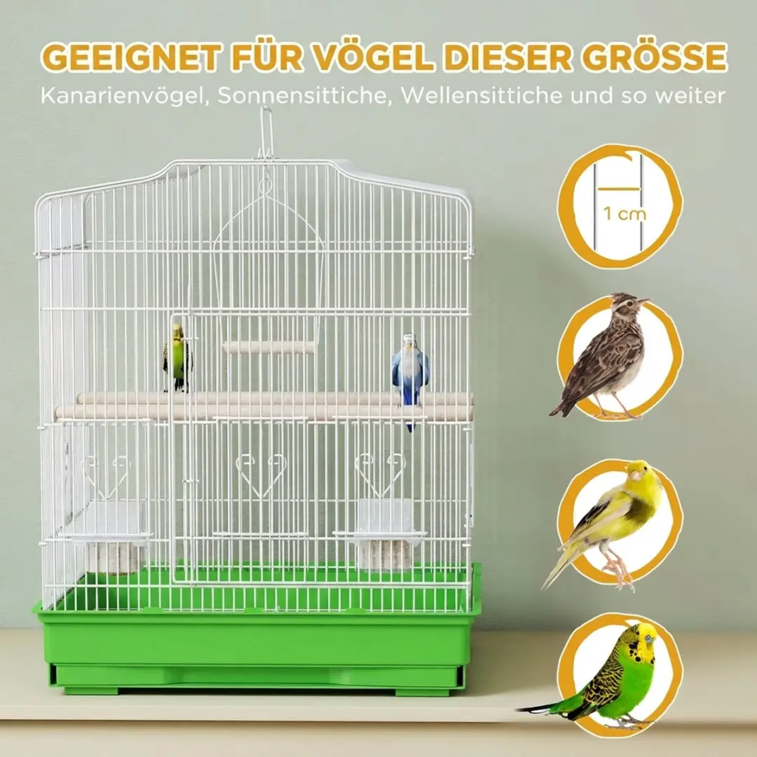 Pawhut Vogelkooi - Staal/Kunststof 46,5x36x59cm - Groen - afbeelding 6 van 6