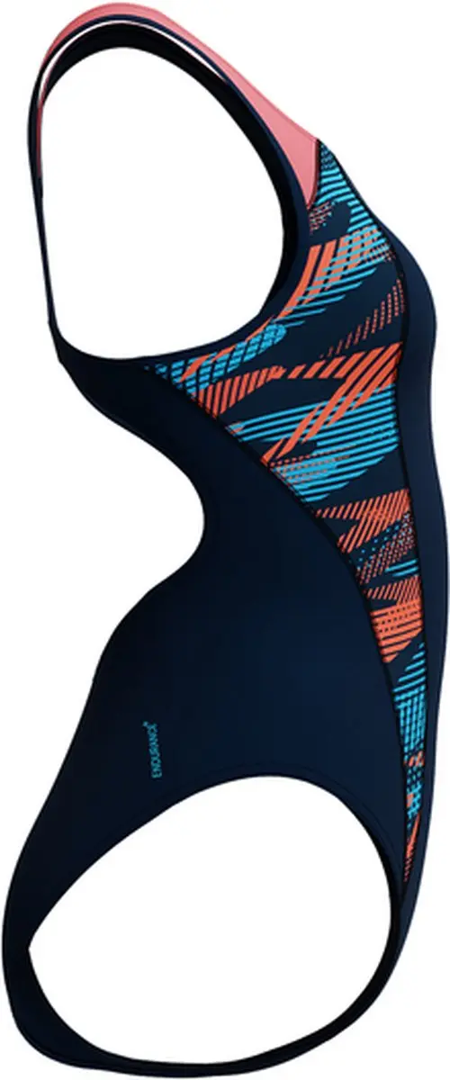 Speedo Placement Laneback Dames Sportbadpak - Marine/Oranje