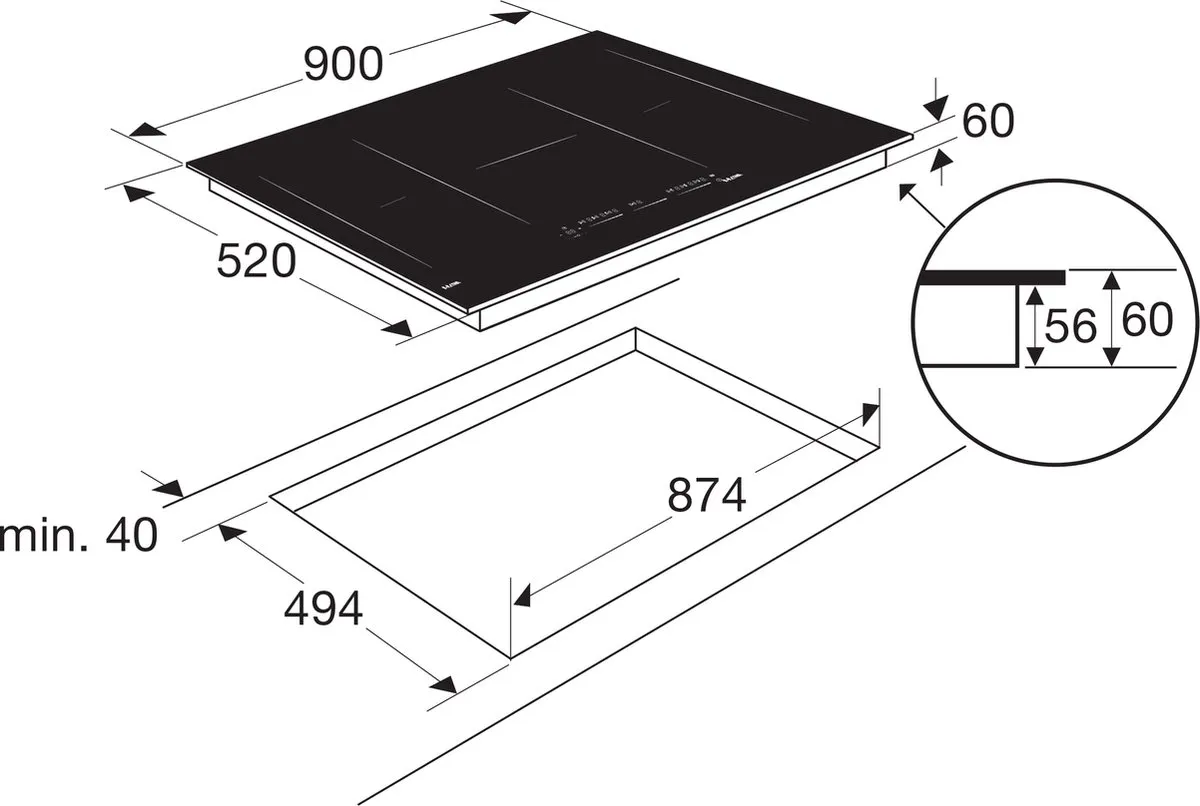 Etna KIF590ZT Inductiekookplaat 90cm - 5 Zones Zwart