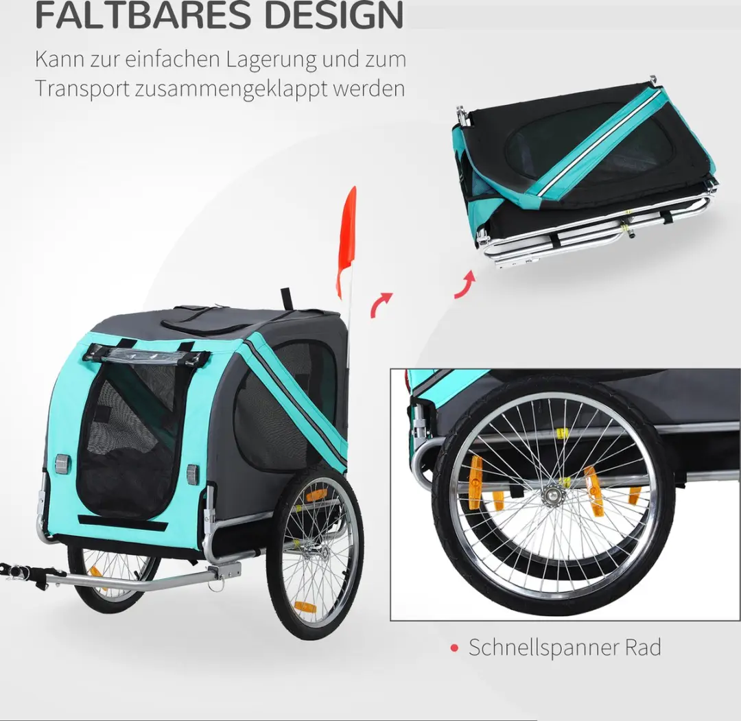 Pawhut Huisdier Fietsaanhanger - Groen