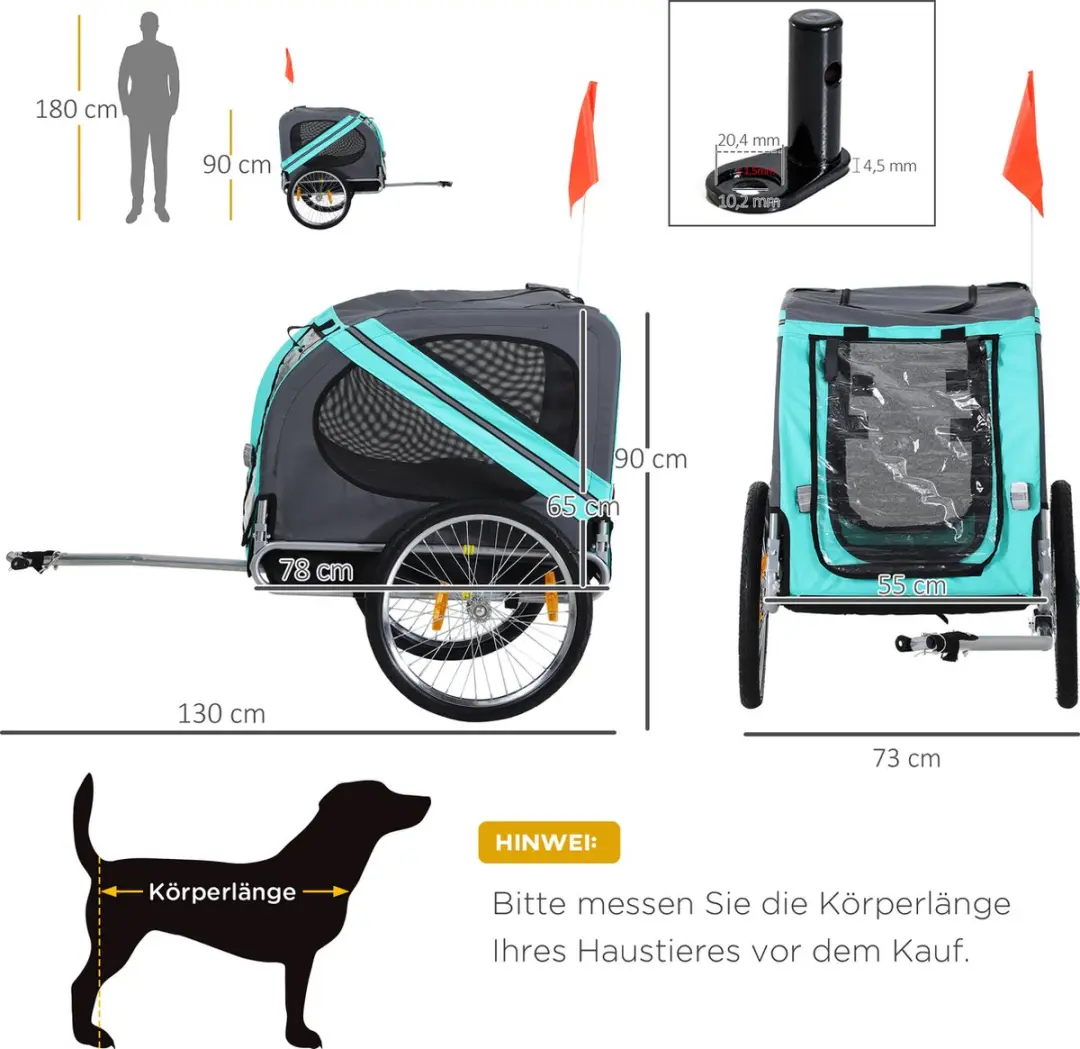 Pawhut Huisdier Fietsaanhanger - Groen