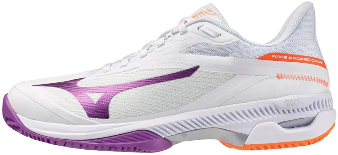 Mizuno Wave Exceed Court CC Schoenen - 38 - Wit/Dahlia/Lava Orange