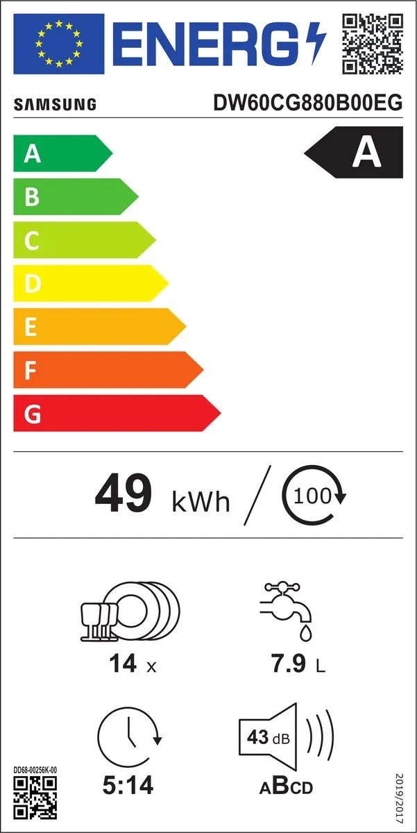 Samsung DW60CG880B00EG Inbouw Vaatwasser 14 Couverts