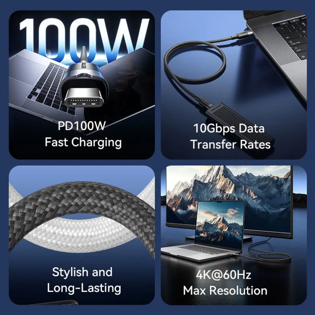 Vention USB-C Kabel 3.2 5A 10Gbps TRGWF - Wit