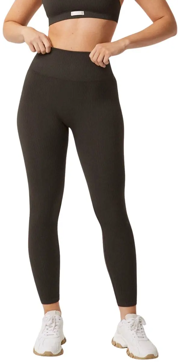 Björn Borg Studio Seamless Ribbed Tight Dames - Maat L - Donkerbruin