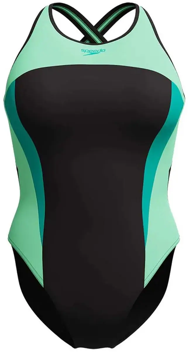Speedo High Neck Splice Cross Back Zwemkleding 34 - Turquoise