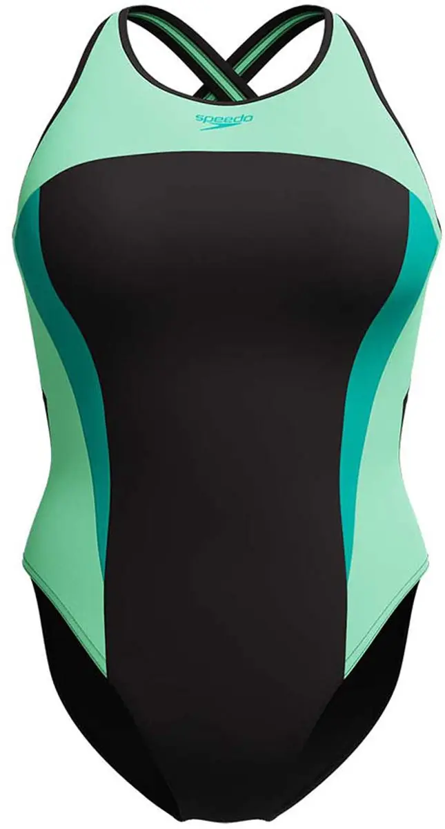 Speedo High Neck Splice Cross Back Zwemkleding 34 - Turquoise