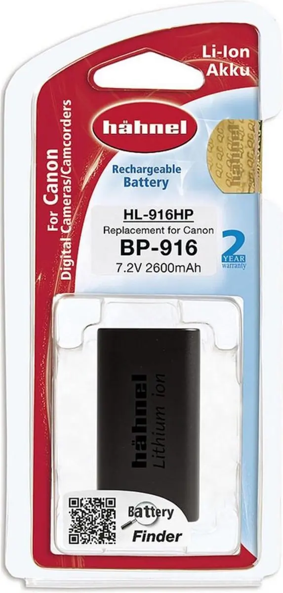 HAHNEL HL-916HP Li-Ion Accu 2600mAh - Canon BP-911/916