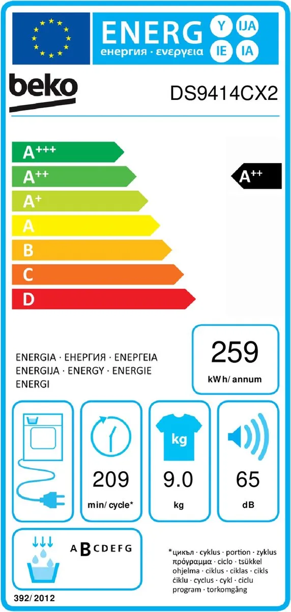 Beko DS9414CX2 Vrijstaande wasdroger 9 kg - Wit