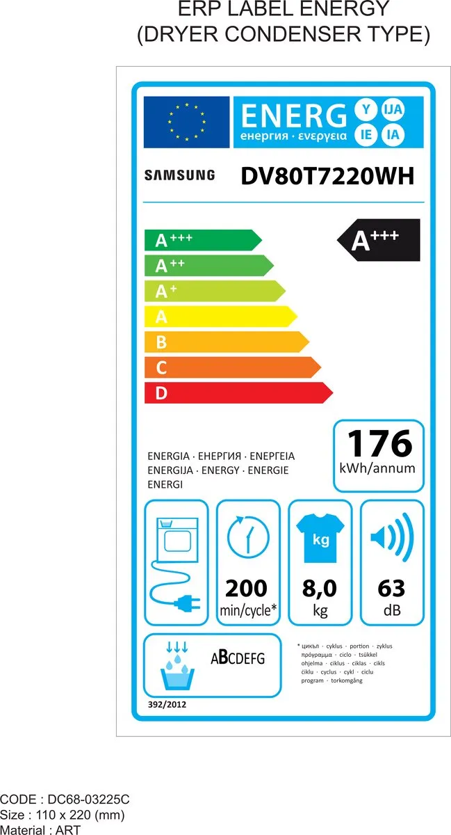 Samsung DV80T7220WH Warmtepompdroger 8 kg - Wit