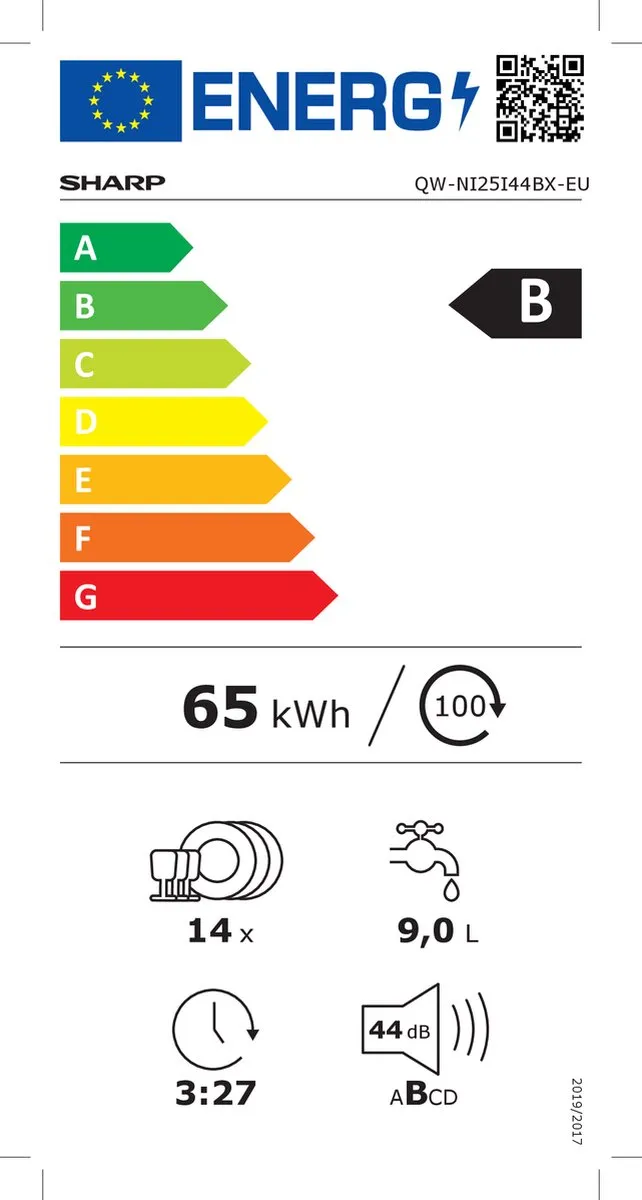 Sharp QWNI25I44BXEU Vaatwasser 14 Couverts - Wit