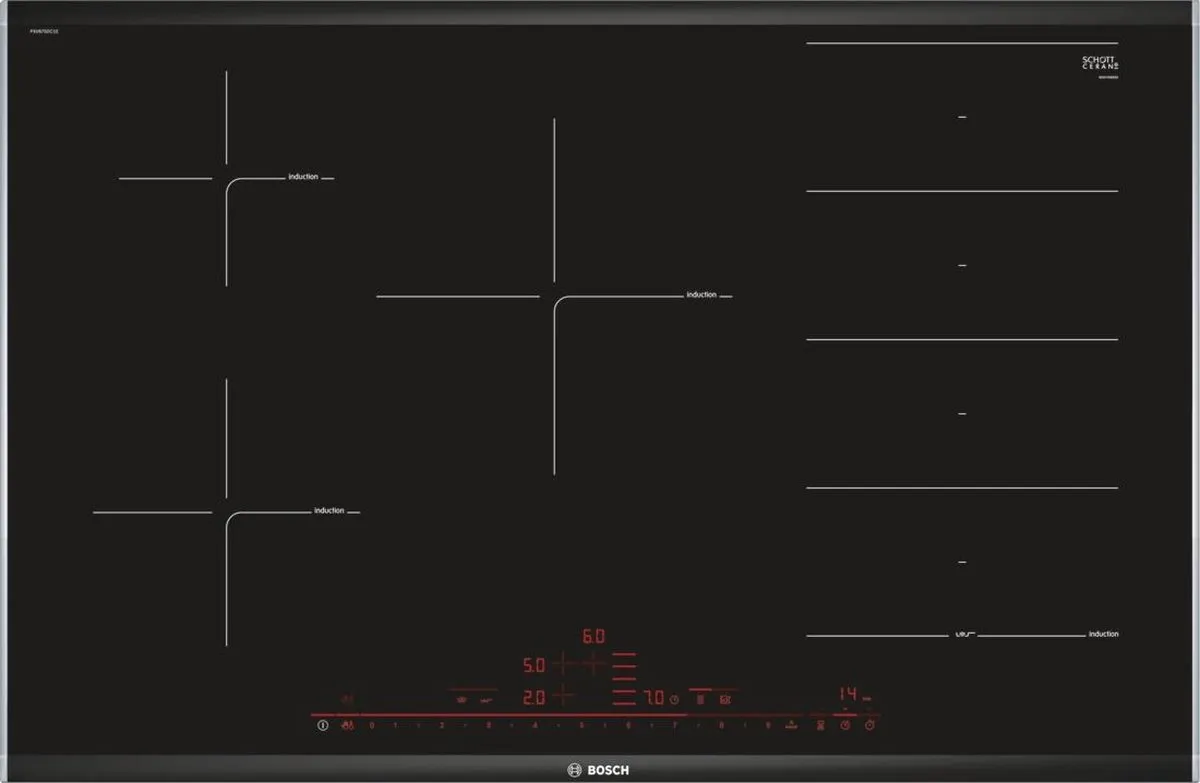 Bosch Serie 8 PXV875DC1E Inbouw Inductiekookplaat - 5 Zones - Zwart