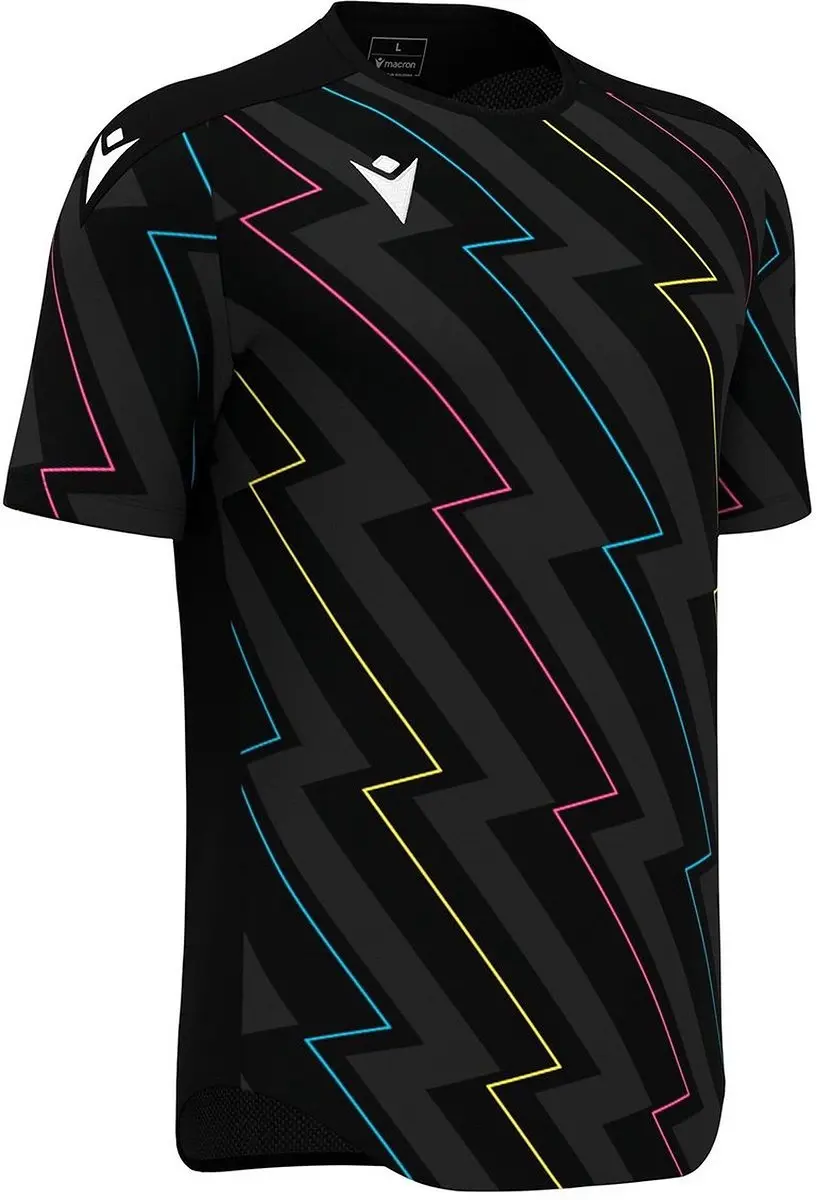 Macron Thunder Wisp Heren Shirt Korte Mouw - S - Zwart/Multicolor