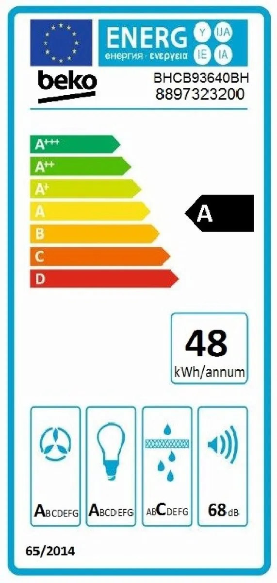 Beko BHCB93640BH Afzuigkap - 645 m³/u - Zwart/roestvrijstaal