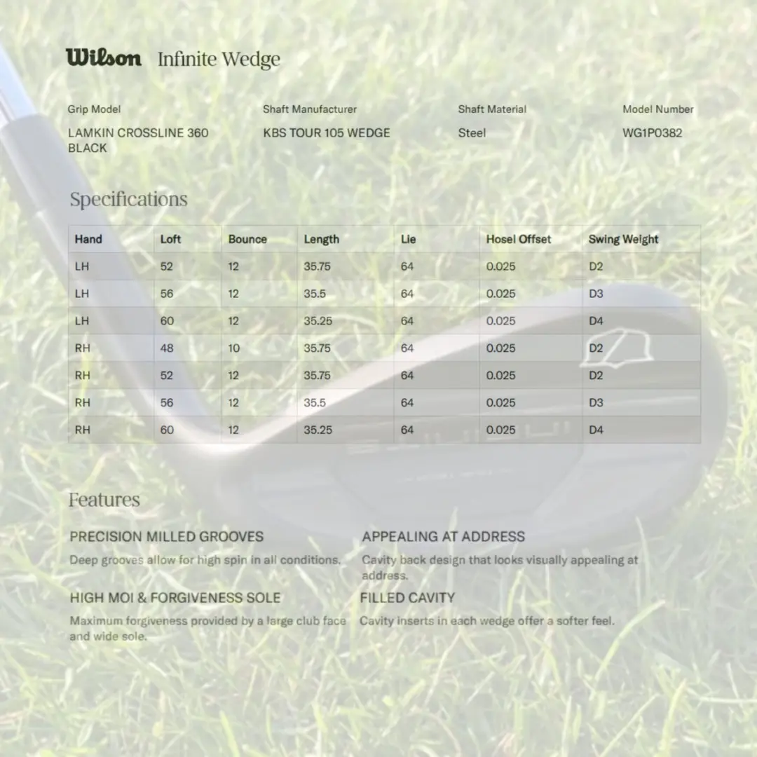 Wilson Infinite Wedge 2025 Golfclub - Zwart - 60° Loft