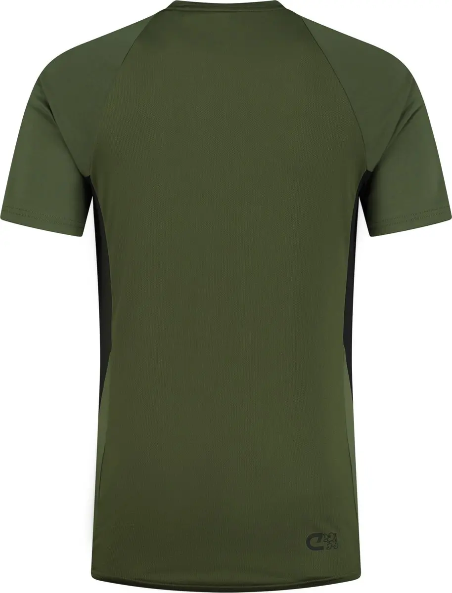 Cruyff Turn Tech Shirt Heren - S - Olijfgroen/Zwart