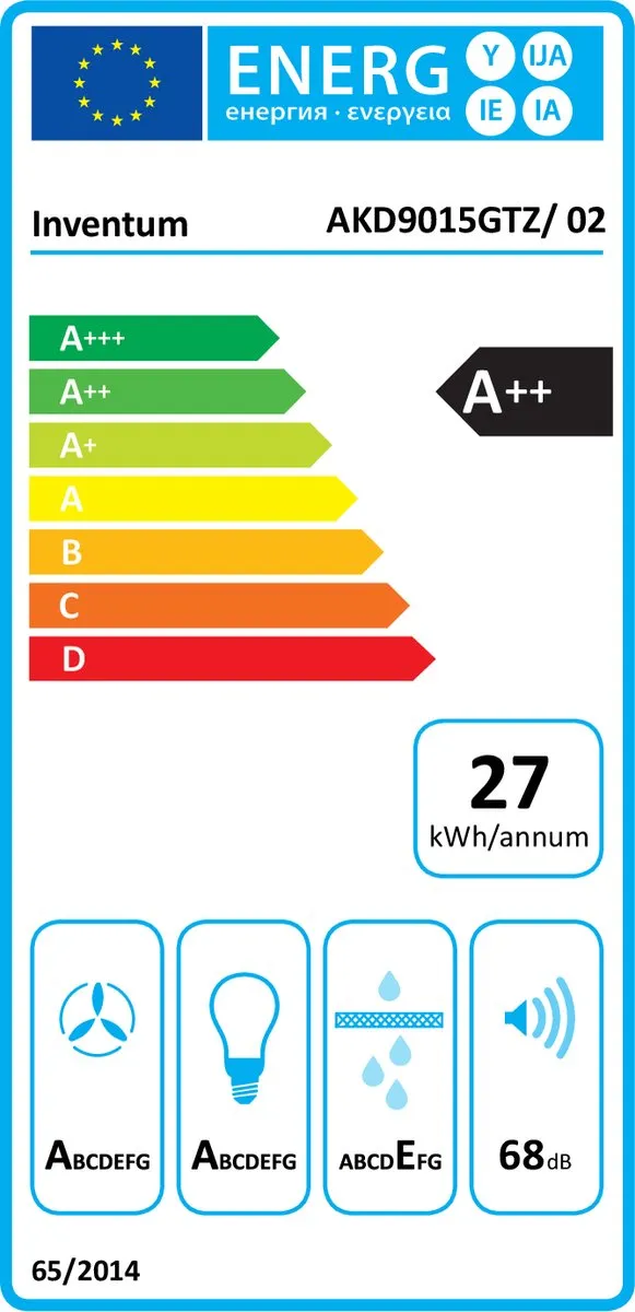 Inventum AKD9015GTZ Wandschouw Afzuigkap 90cm - 660m³/h - Zwart