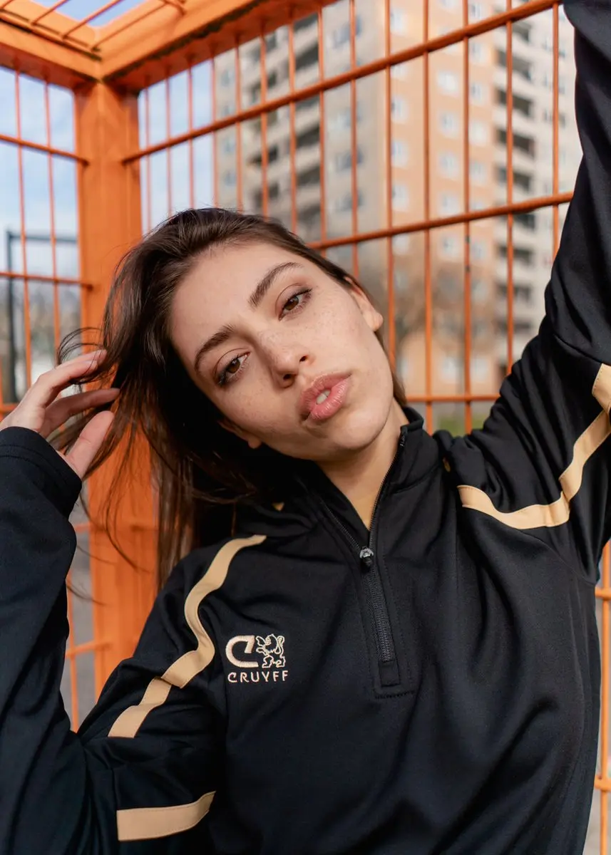 Cruyff Turn Tech Half Zip Trainingssweater M - Zwart/Goud
