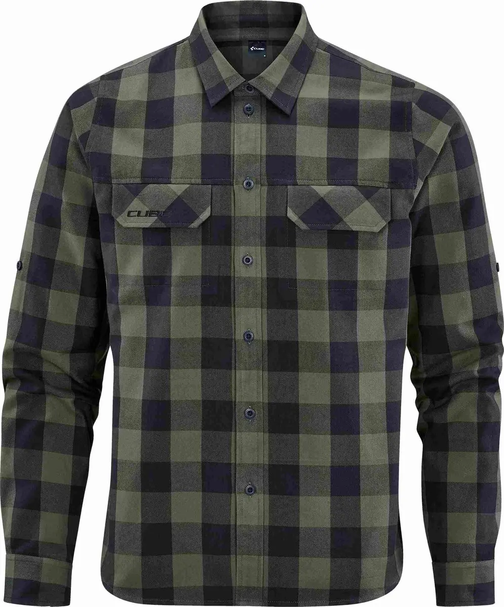 Cube WORK Shirt L/S Check Olijf