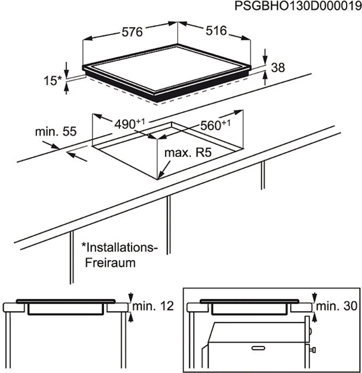 AEG HE604062XB Inbouwkookplaat 4 Zones 7000W - Zwart