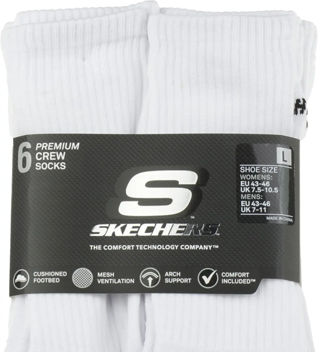 Skechers 6pk Core Crew LG Sokken - Wit - 43-46
