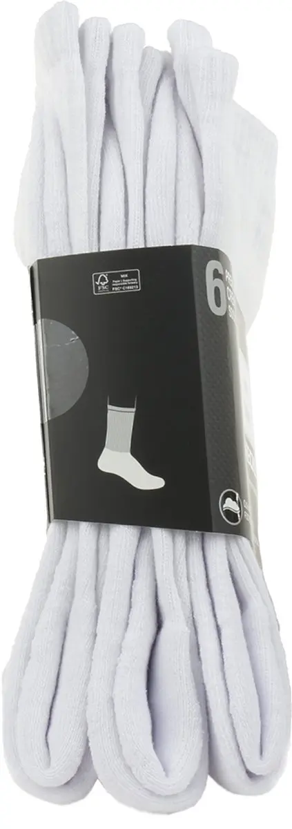 Skechers 6pk Core Crew LG Sokken - Wit - 43-46