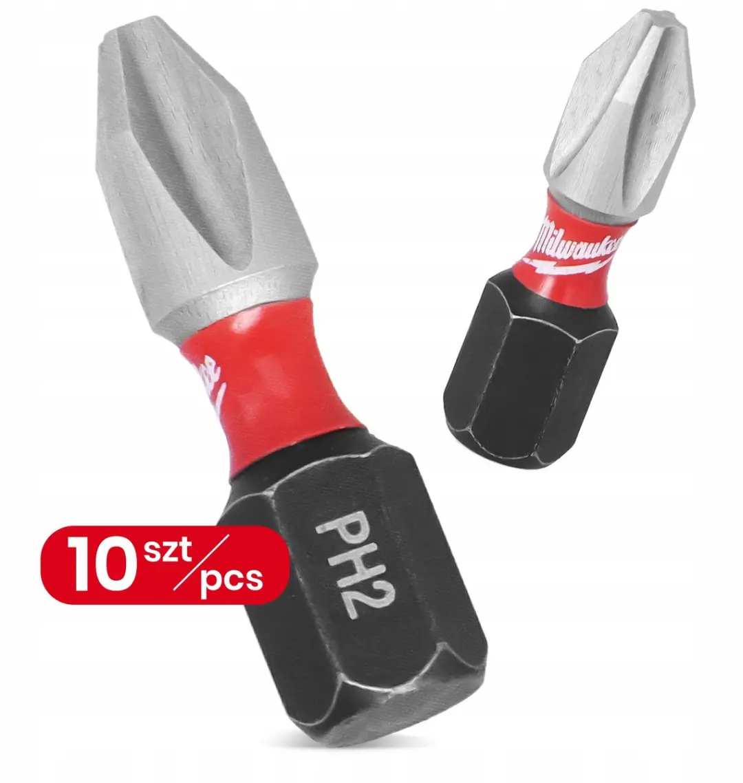 Milwaukee PH2 Slagbits 25mm - 10 Stuks - Shockwave Impact Duty