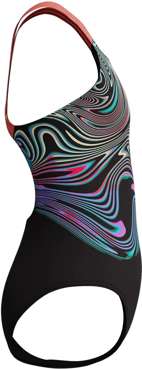 Speedo END+ Digital Placement Powerback Badpak Meisjes 140 - Zwart/Blauw/Oranje/Paars