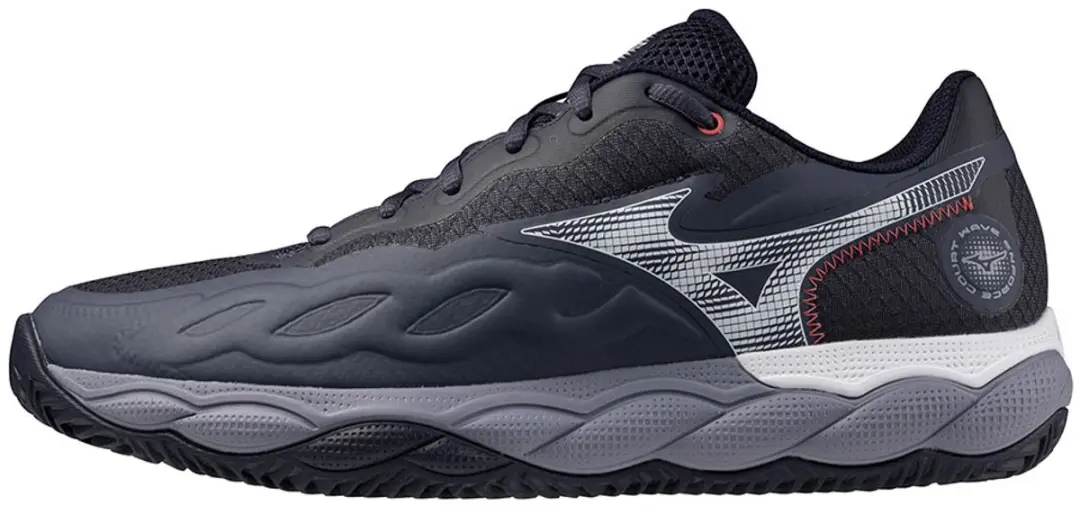 Mizuno Wave Enforce Court Tennis Schoenen 43 - Zwart/Wit/Grijs