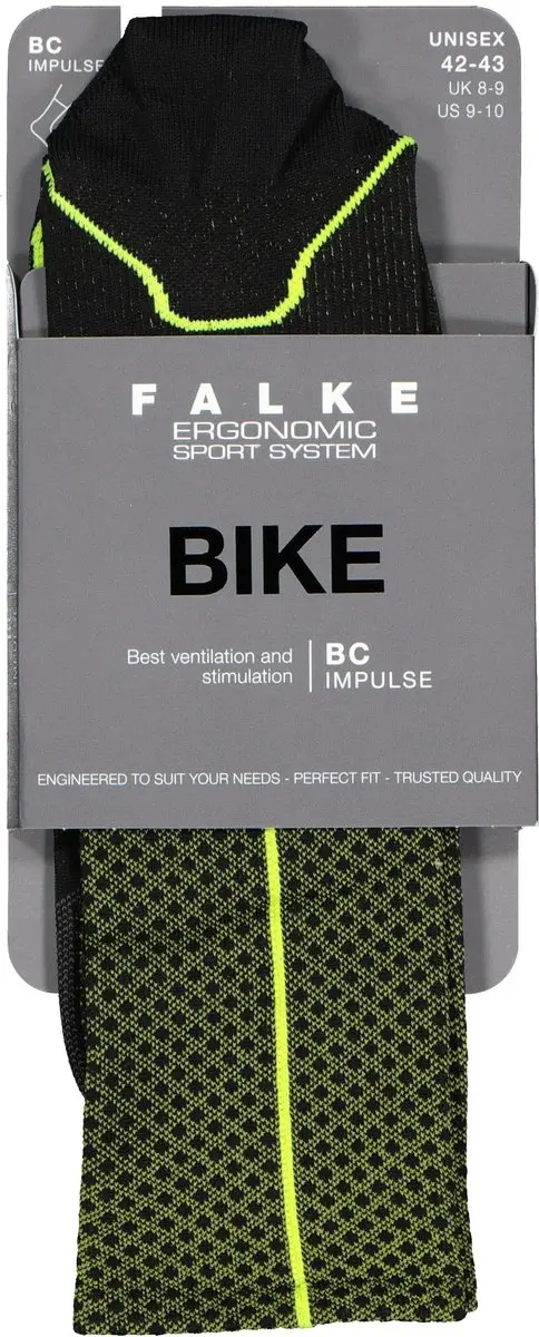 Falke BC Impulse Fietssokken - Zwart/Neon Geel