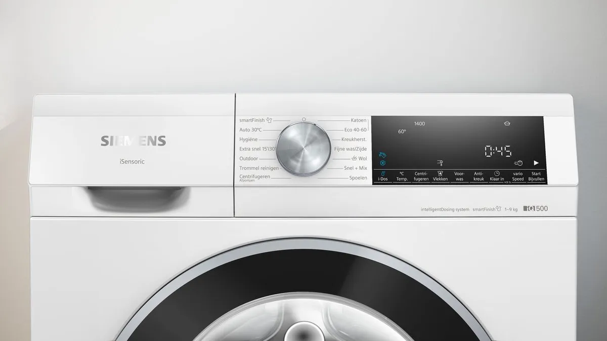Siemens WG44G2FLNL - iQ500 - Wasmachine - 9 kg - 1400 rpm - Energielabel A - Automatisch doseren - smartFinish: vermindert kreukels tot 50% - speedPack L: verkort wasprogramma's met varioSpeed